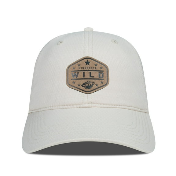 Men's Levelwear  Cream Minnesota Wild Faux Leather Patch Unstructured Adjustable Hat