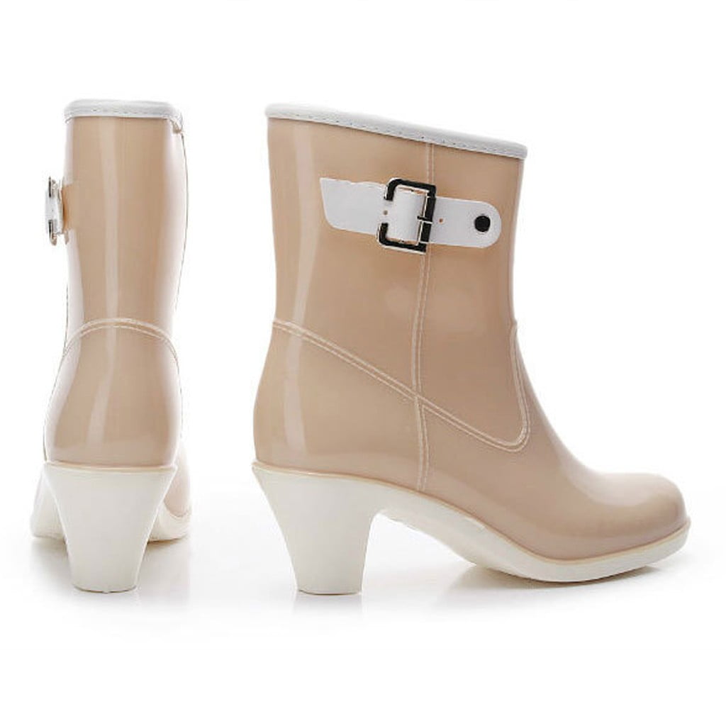 FAMTKT Rain Boots for Women Water Proof Garden Boots Unisex Rubber Ankle Boots Non-Slip Car Wash Footwear Work Booties for Camping, Gardening