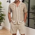 thumbnail image 1 of WILLBEST Traje Corto de Punto con Cuello Cubano y Manga Corta de Jacquard Europeo para Hombre, 1 of 3