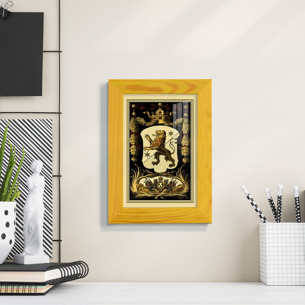 Family Crest III -Framed Print w/glass-Sunflower Yellow