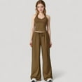 thumbnail image 2 of Women's Wide Leg Lounge Pants with Drawstring Waist and Relaxed Fit for All-Day Comfort - X Large, Brown, 2 of 7