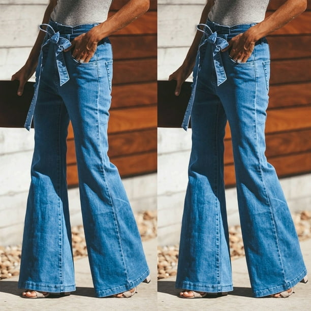 High waist flare wide leg long pants sales
