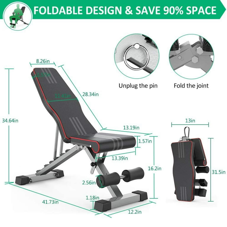 BIGZZIA Adjustable Folding Weight Bench 2020 Special Edition 330lbs Weight Capacity Decline Incline Flat Workout Bench for Home Gym Strength