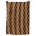 thumbnail image 2 of Earth Tones Tablecloth, Lozenge Pattern in Patchwork Style Striped and Floral Rhombus Brown Shades, Rectangle Satin Table Cover for Dining Room and Kitchen, 52" X 70", Brown Yellow, by Ambesonne, 2 of 2