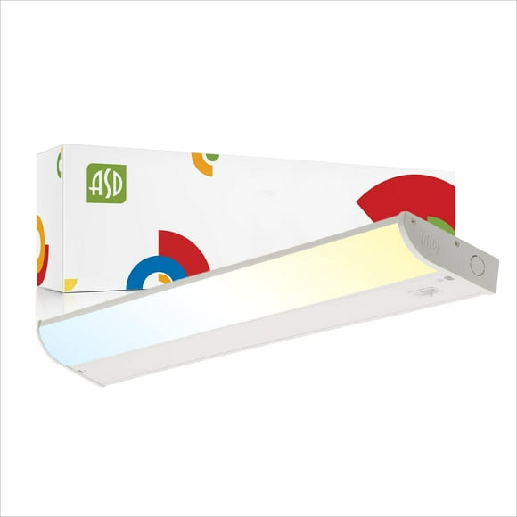 ASD LED Linear Under cabinet Lighting 24 inch 12W 769 LM Dimmable ccT Adjustable 3000-5000K Under cabinet Lights Hardwired cETLus Energy Star White Finish