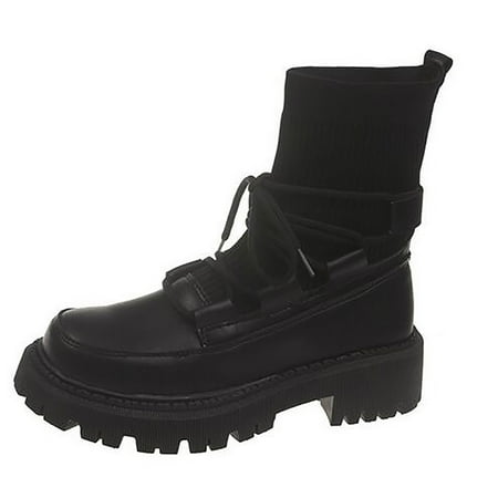 

Bnwani Sandals Shoes for Women Soft Comfortable and Breathable Retro Shoes Thick Heel Boots Black 4.5-5