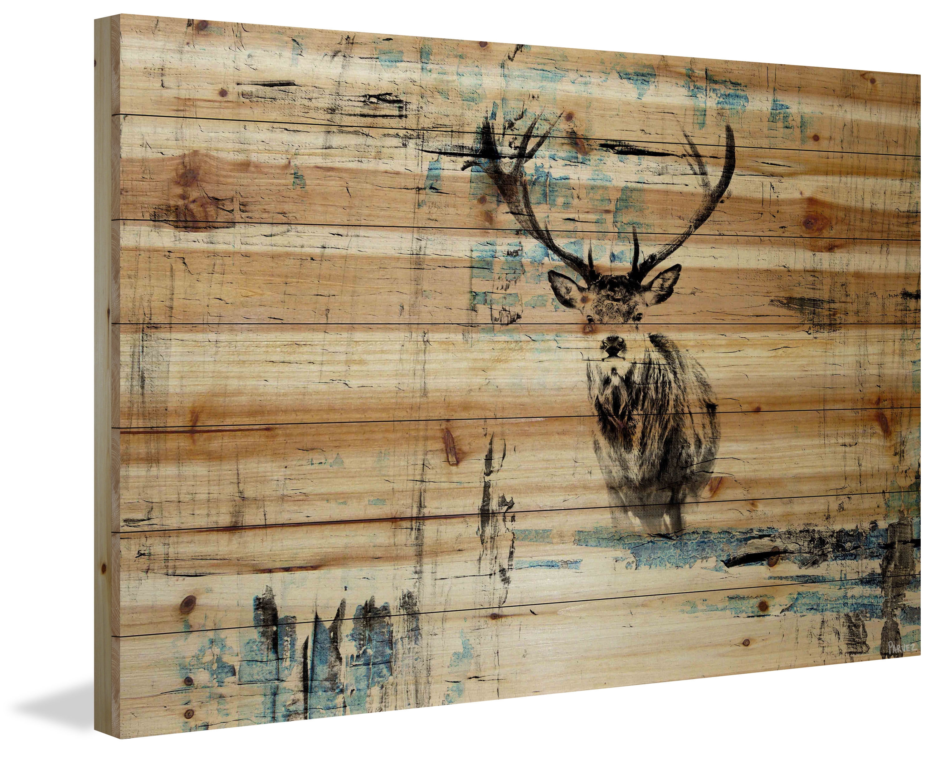 "Looking for the Herd" Painting Print on Natural Pine Wood