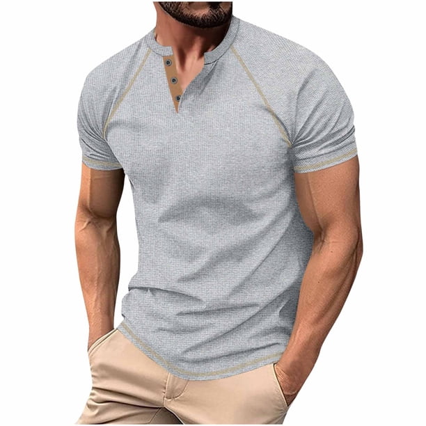 pstuiky camisetas camisas para hombre, Hombre Ocio Cultivarse Uno Mismo Color Sólido Inserción de Hombro Cuello Redondo Manga Corta camisas casuales para hombre xxxl