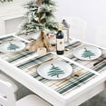 thumbnail image 3 of VCVCOO Plaid Placemats Set of 6, Heat Resistant Vinyl Christmas Placemats, Washable Wipeable Plastic Table Mats Green, 12x18 inch, 3 of 12