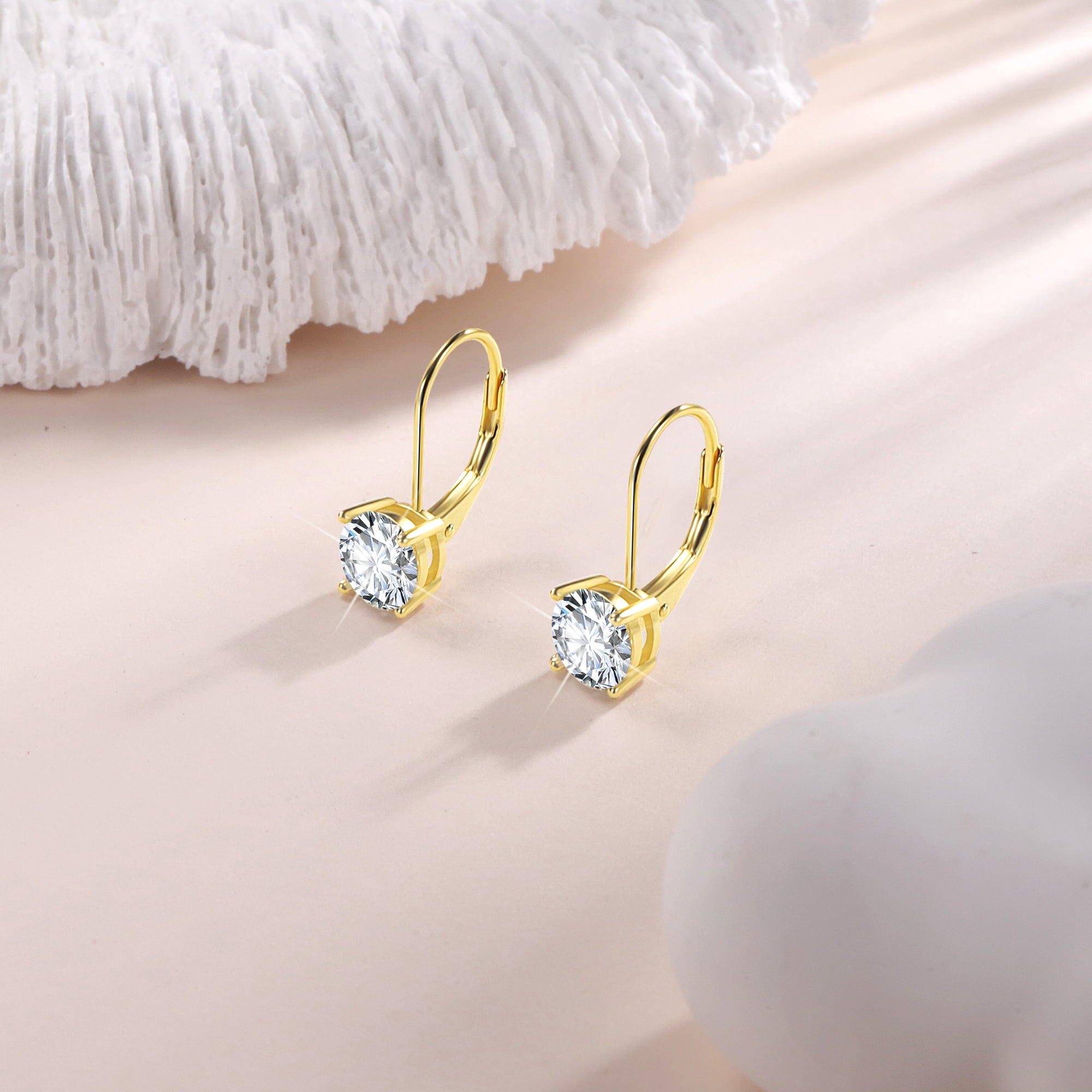Moissanite Stud Diamond Earrings for Women Men,0.5ct-1ct D Color 14K Gold Plated Stud Moissanite Earrings Birthday Day Gifts for Women