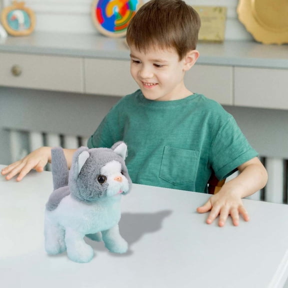 Realistic Cat Electronic Toy Interactive Pet Companion Walks Meows Lifelike Toy for Kids Adults
