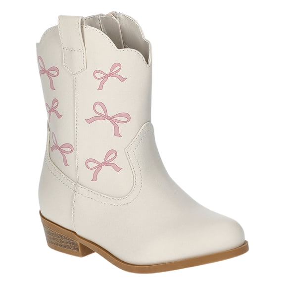 Wonder Nation Girls Bow Print Western Cowgirl Boots