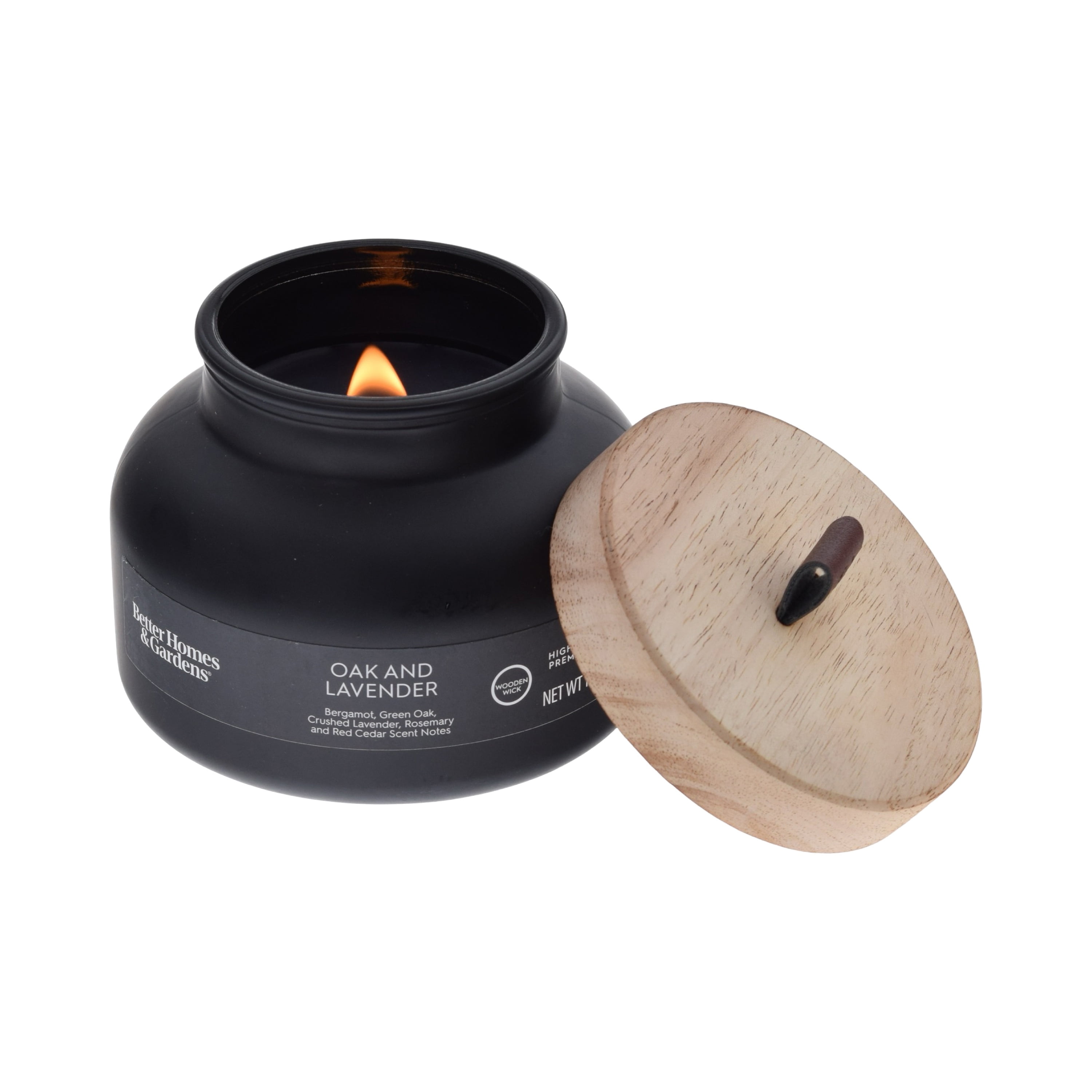 (4 pack) Better Homes and Gardens Oak and Lavender Scented Wooden Wick Bell Jar Candle 18oz.