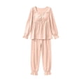 thumbnail image 4 of HAiming 2 Piece Womens Pajama Sets Long Sleeve Smocked Casual Shirts Comfy Pants Lounge Sets Fall Winter Sleepwear, 4 of 8