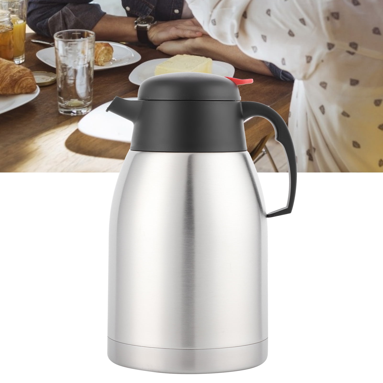 Pichet Isotherme 1L Acier Inoxydable - Double Usage Chaud/Froid, Isolation 24h, Argent