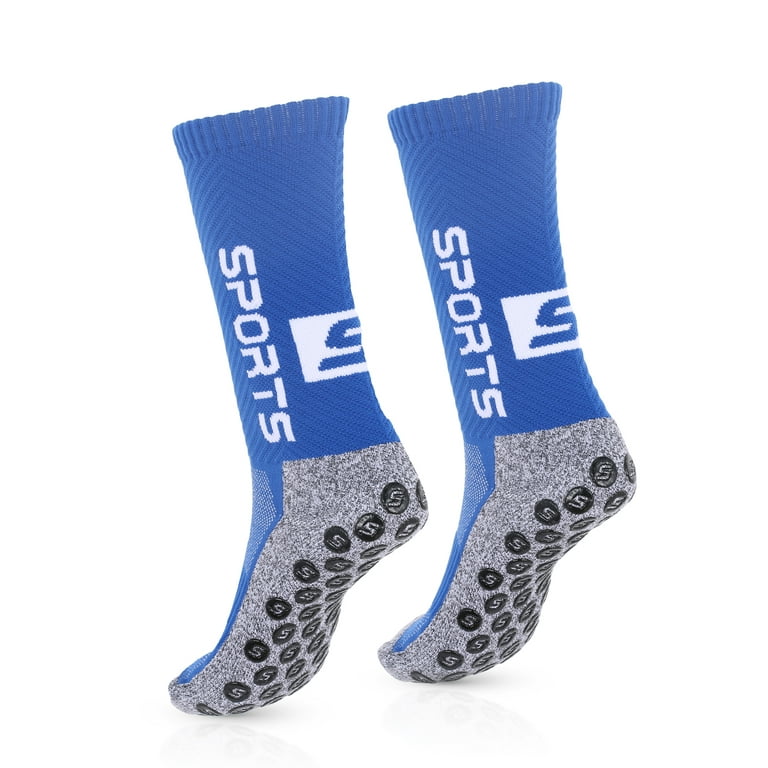 Carevas Non Slip Socks for Women and Men Grip Pads for Football Yoga Soccer  Gym Tube Socks Medium-length Socks 