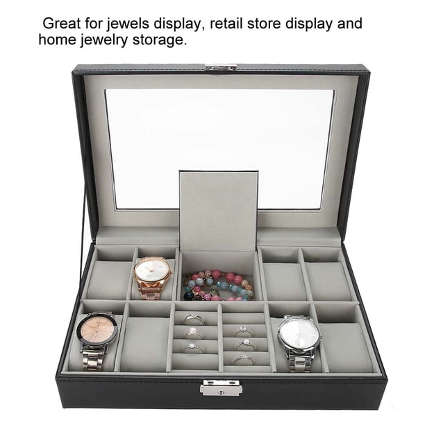 Caja de almacenamiento para relojes soporte para exhibición de joyería de cuero PU con 8 ranuras ANGGREK Otros