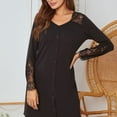 thumbnail image 3 of Single Breasted Lace Nightdress, V Neck Lace Cutout Long Sleeve Dress Skin Friendly Breathable  For Dating For Holiday ANGGREK Negro M, 3 of 7