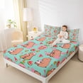 thumbnail image 4 of Feelyou Cartoon Capibara Twin Sheet Sets, Strawberry Watermelon Bedding, 3-Piece, 4 of 7
