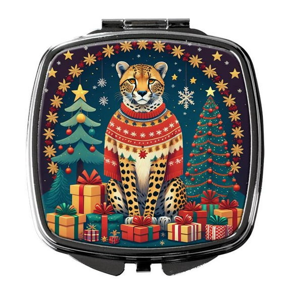 3 x 2.75 in. Cheetah Christmas Compact Mirror