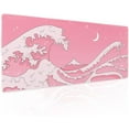 thumbnail image 1 of Pink Japanese Anime Gaming Mouse Pad XL Cute Kawaii Aesthetic Wave Extended Big Large Desk Mat Non-Slip Rubber Base Stitched Edge Long Keyboard Mousepad for PC Computer Laptop,31.5×11.8 in, 1 of 5