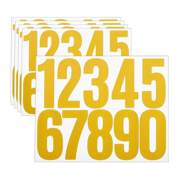 Uxcell 5 Sheets Vinyl House Numbers 3 Inch Self-Adhesive Number Stickers, Yellow