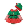 thumbnail image 1 of SUNSIOM Costume de Bébé Fille Elf Tenue Bébé Manches Longues Col Poupée Robe avec Chapeau Ensemble de Noël 2 Pcs, 1 of 9