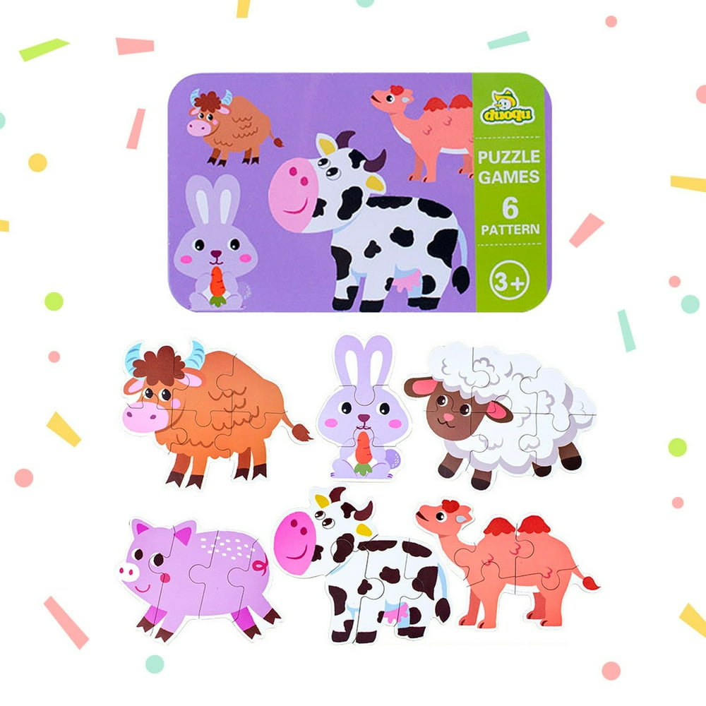 Baby's First Puzzle Wooden Animal and Vehicles Puzzles for Cognitive