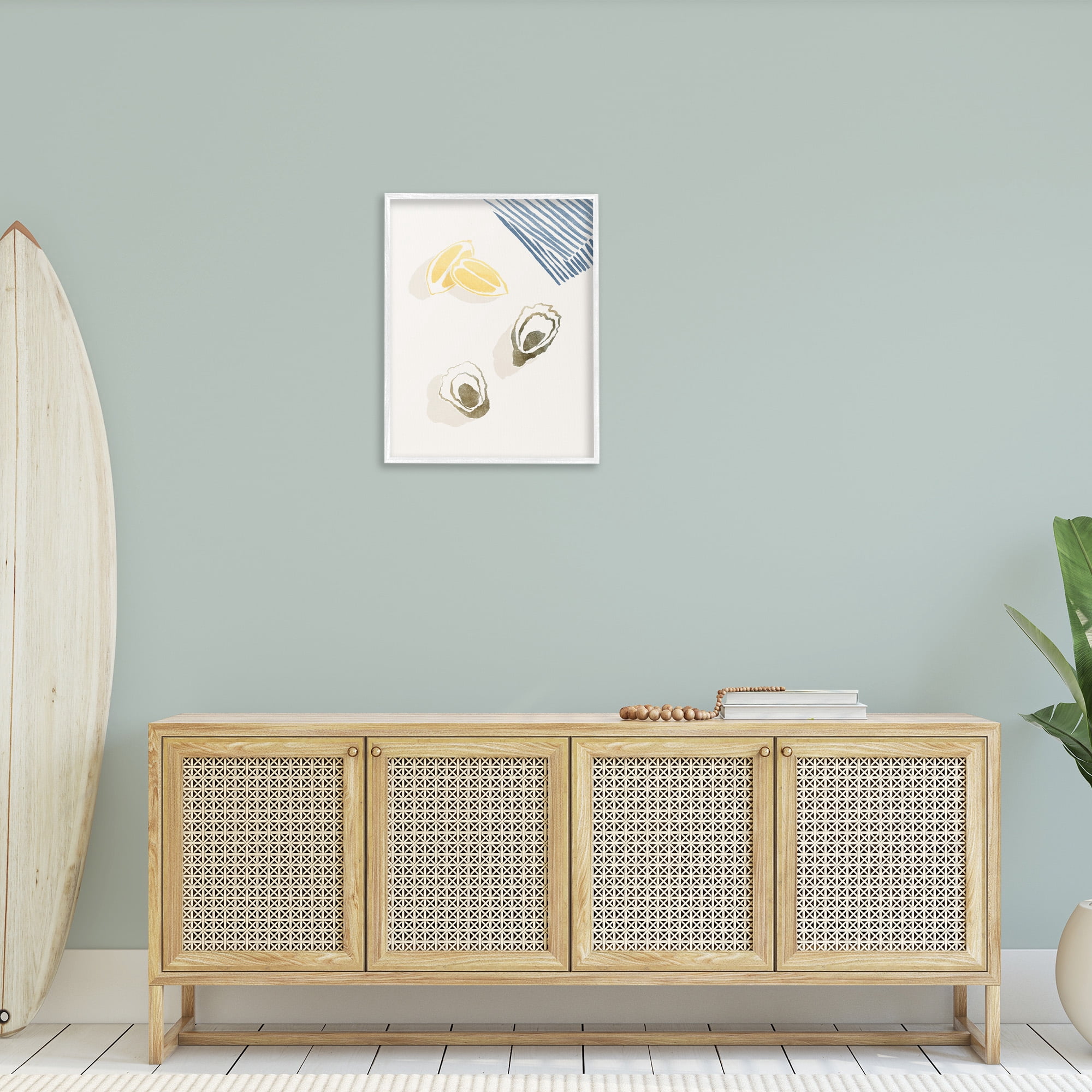 Stupell Industries Minimal Oysters & Lemons Animals & Insects Painting White Framed Art Print Wall Art, 24 x 30