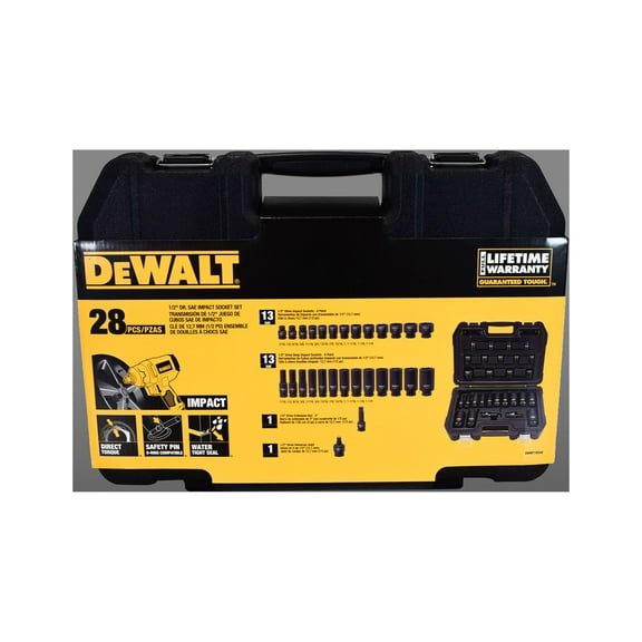 Dewalt Dwmt19244, 1/2-inch Oxide Finish Impact Socket Wrench & Set, 28 Pieces