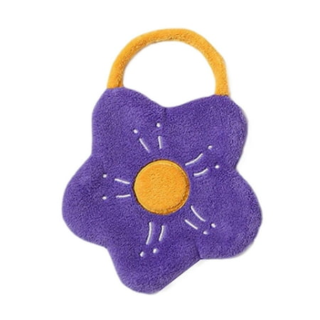 

Hand Towel with Hanging Fast ing Fleece Rag Absorbent Dishcloth Washcloths Violet