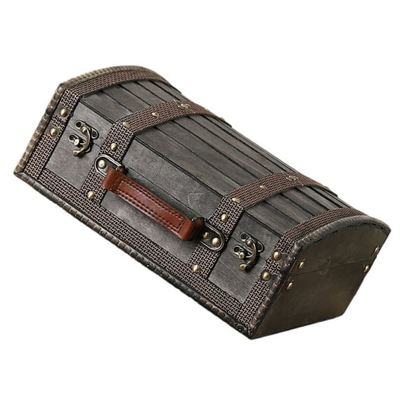 Vintage Wood Chest With Lock Mechanism Home Decoration Storage Solution