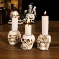 3pcs Skull Candle Holder,Resin Skulls Skeleton Head Candlestick Holders