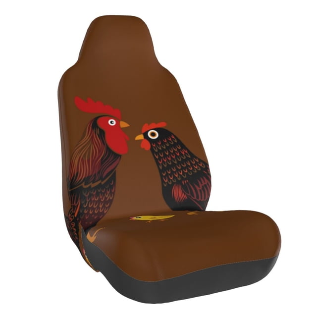 Wukai Chicken Farm Animal Full Set Car Seat Covers with Soft Padding Universal Auto Front Seats Protector and Cushion Mat