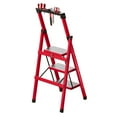 thumbnail image 4 of TidBay 3 Step Ladder, Portable Steel Folding Stool with Tool Platform, Wide Anti-Slip Pedal and Anti-Slip Feet for Household, Office, Iron Construction, 150kg Capacity Step Ladder, 4 of 7