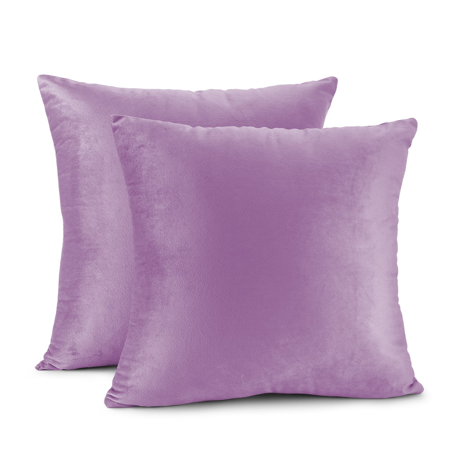Clara Clark Plush Solid Decorative Microfiber Square Throw Pillow Cover with Throw Pillow Insert for Couch, Lavendar, 16"x16"", 4 Piece Decorative Soft Throw Pillow Set