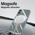 thumbnail image 6 of for iPhone 16 Plus Case with Magnetic Stand, [Compatible with MagSafe] [Ring Holder Kickstand] Plating TPU Shockproof Protective for iPhone 16 Plus Phone Case for Women Men, Gray, 6 of 6