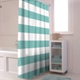 thumbnail image 2 of Classical Stripe Shower Curtain Teal Blue Shower Curtains for Bathroom Curtain Sets with Hooks Waterproof Fabric Bath Curtain Standard 72" X 72", 2 of 5