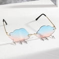 thumbnail image 4 of Gafas de sol para mujer con forma de gafas sin montura con dijes Tonos de moda de colores Azul + rosa Hugo Gafas de sol Cloud sin montura, 4 of 8