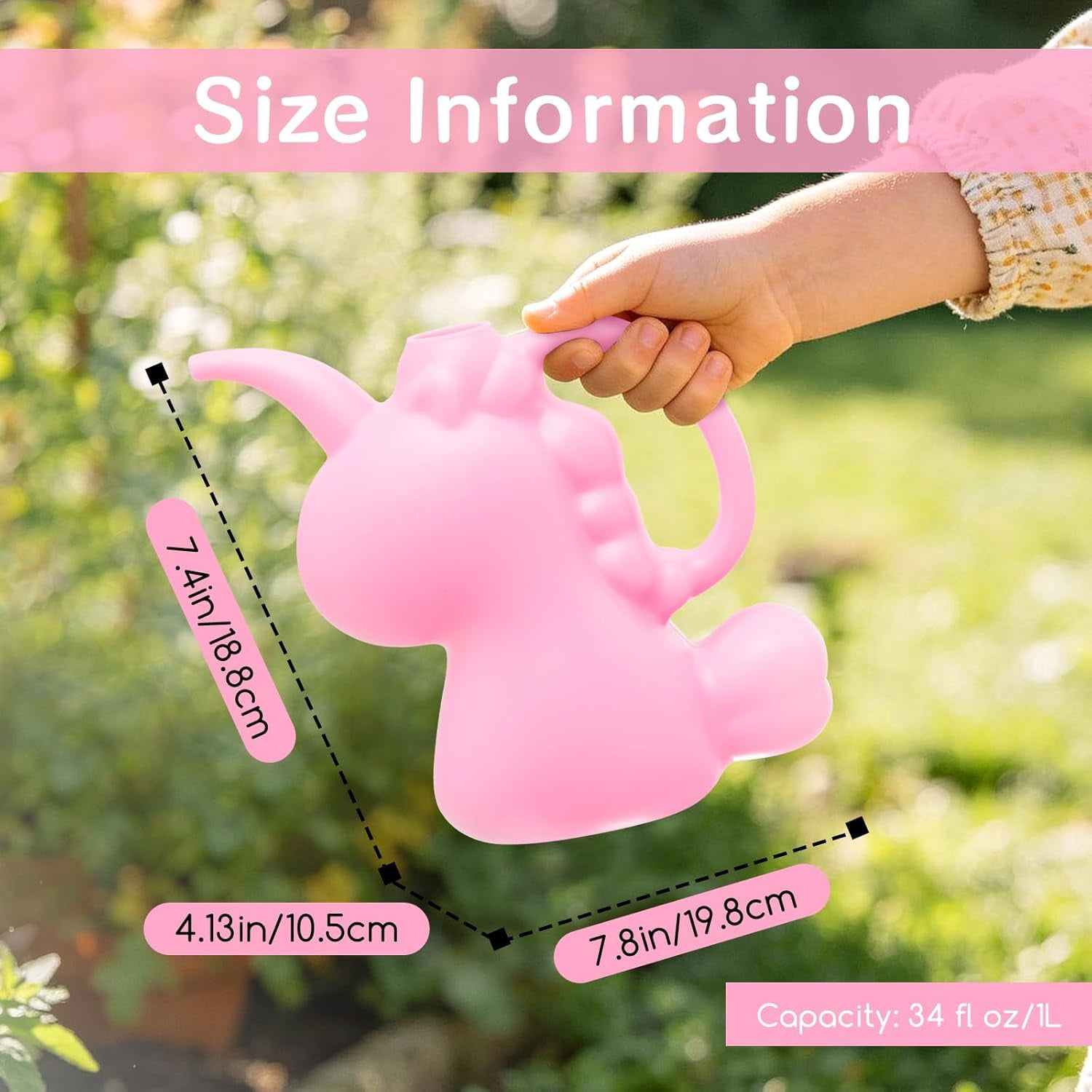 Unicorns Indoor Watering Can, 1 L Cute Animal Water Cans, Novelty Shape Pot for Office House Garden（Pink）