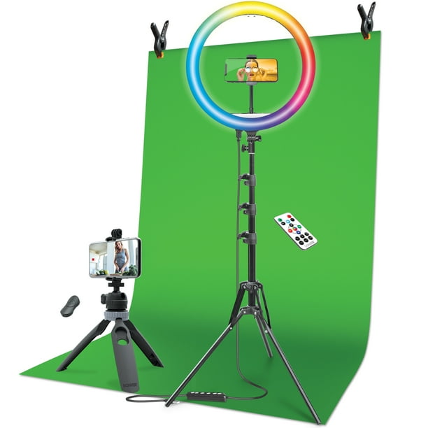 Bower Content Creator Kit with16″ RGB Ring Light, 62″ Adjustable Tripod