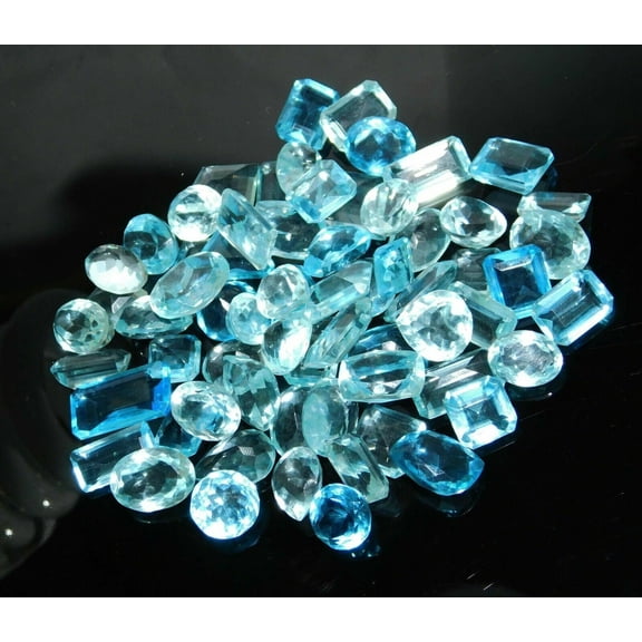 50 Ct Natural Aquamarine Blue Mix Shape CERTIFIED Loose Gemstone Ring Size Lot