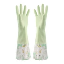 Under $2 Rubber Cleaning Gloves, 2-Pack Rubber Cleaning Gloves with Warm Lining, Waterproof for Kitchen & Household, Waterproof Household Gloves, Multi-Color, by Goohae