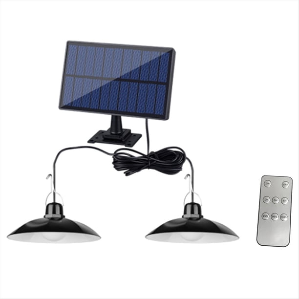 Lámpara Colgante Solar para Exteriores con Control Remoto, Lámpara LED Impermeable, Candelabro de Doble Cabezal, Decoración para Exteriores.