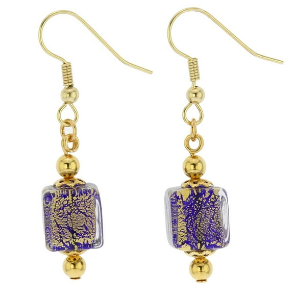GlassOfVenice Murano Glass Antico Tesoro Cubes Earrings - Cobalt Blue