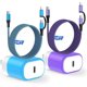 thumbnail image 1 of Compatible for iPhone Charger, 20W USB C Charger Block with 10FT Charging Cable, 2 Pack Type C Block+2 in 1 Charging Cable, Wall Charger Adapter USB C Brick Power Station Compatible for iPhone,Mixed, 1 of 1