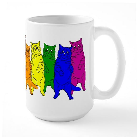 CafePress - Rainbow Cats - 15 oz Ceramic Large White Novelty Mug