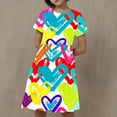 thumbnail image 2 of Hrsba Casual Dress for Girls,Toddler Kids Girls Print Short Sleeve Stretchy Dress A Line Dress,Kids Summer Dress,Multicolor ,120, 2 of 5
