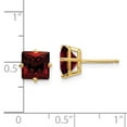 thumbnail image 2 of Primal Gold 14 Karat Yellow Gold 7mm Princess Cut Garnet Earrings, 2 of 2