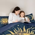 thumbnail image 4 of Homewish Vintage Boho Sun Moon Queen Comforter Set,Dreamy Stars Comforter Sets Queen,Blue,Navy Blue Reversible,3-Piece,1 Comforter and 2 Pillowcases, 4 of 7
